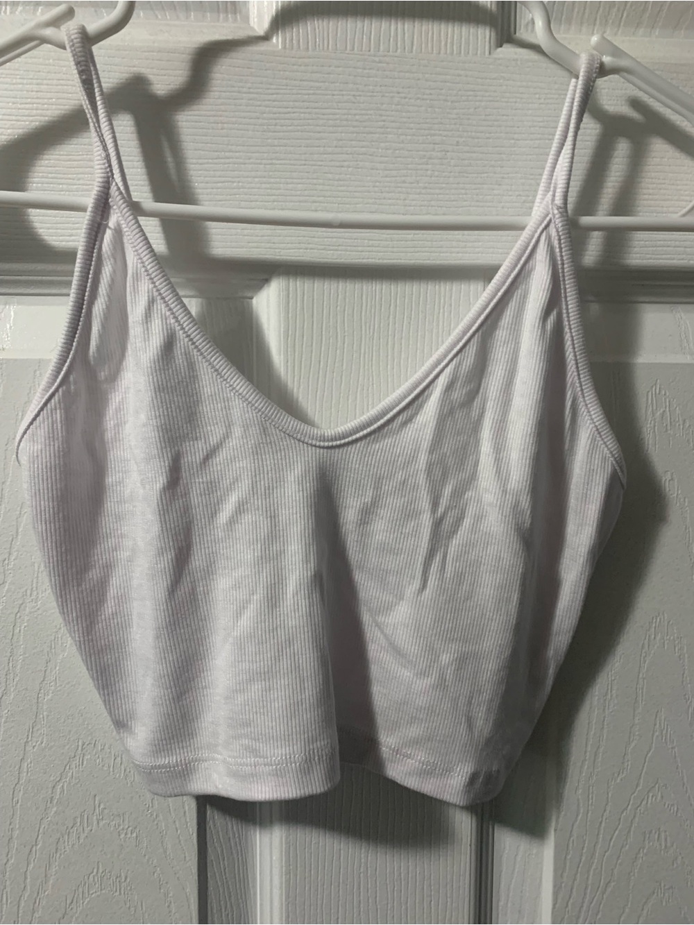 Joah Brown White Ribbed Crop Tank